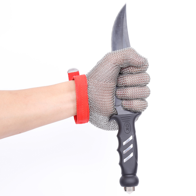 Red 316L Stainless Steel Cut Resistant Gloves