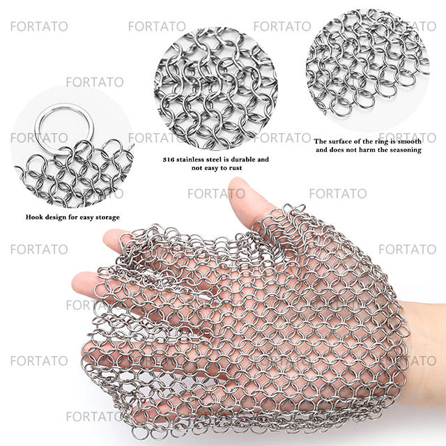 Cast Iron Stainless Steel Chainmail Scrubber