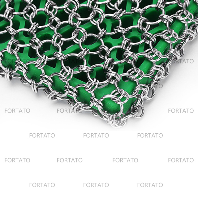  2 Ring Stainless Steel Rectangular Silicone Chainmail Scrubber